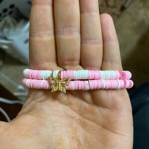 Pink clay bead bracelet